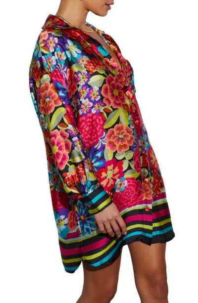 Shop Vici Collection Coveted Floral Long Sleeve Shirtdress In Pink Multi