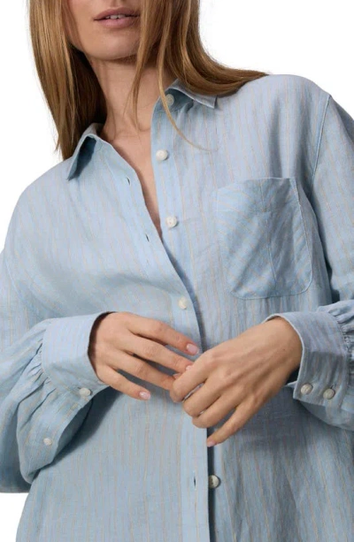 Shop Rag & Bone Maxine Stripe Linen Button-up Shirt In Blue Strip