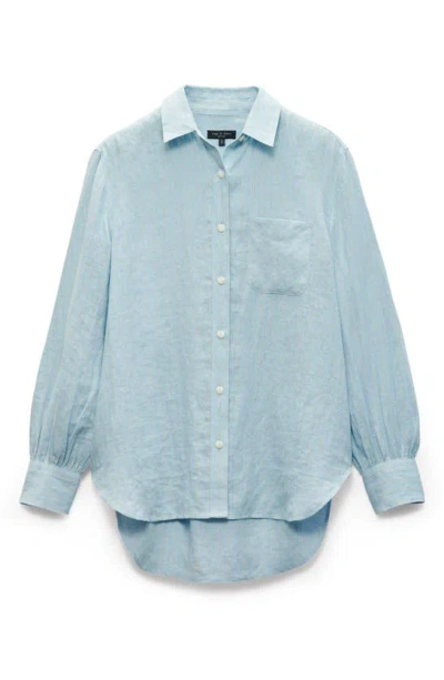 Shop Rag & Bone Maxine Stripe Linen Button-up Shirt In Blue Strip