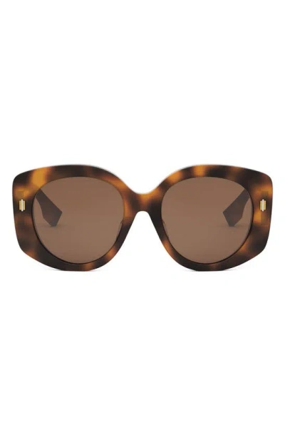 Shop Fendi Roma 62mm Overize Round Sunglasses In Blonde Havana / Brown