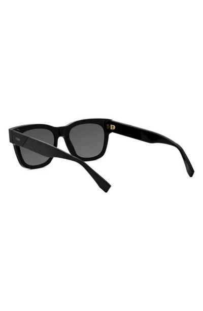 Shop Fendi The  Diagonal 51mm Square Sunglasses In Shiny Black / Smoke