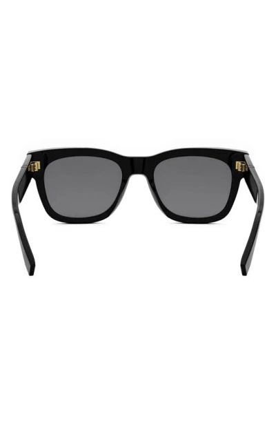 Shop Fendi The  Diagonal 51mm Square Sunglasses In Shiny Black / Smoke