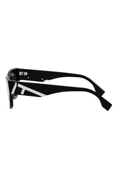 Shop Fendi The  First Cat Eye Sunglasses In Shiny Black / Smoke