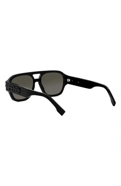 Shop Fendi 'graphy 55mm Geometric Sunglasses In Shiny Black / Smoke