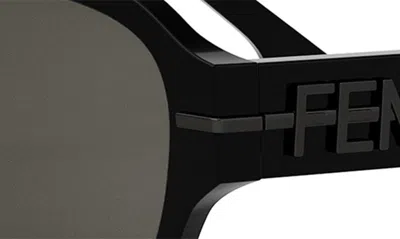 Shop Fendi The Graphy 55mm Geometric Sunglasses In Shiny Black / Smoke