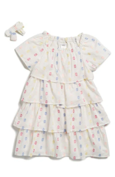 Shop Rachel Zoe Kids' Clip Dot Dress & Bow Set In Snow White