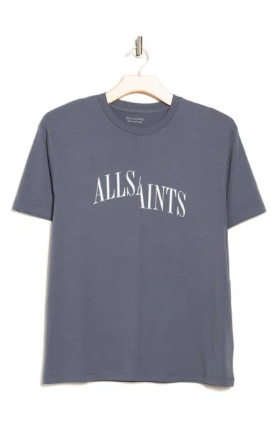 Shop Allsaints Dropout Logo Graphic T-shirt In Stormy Blue