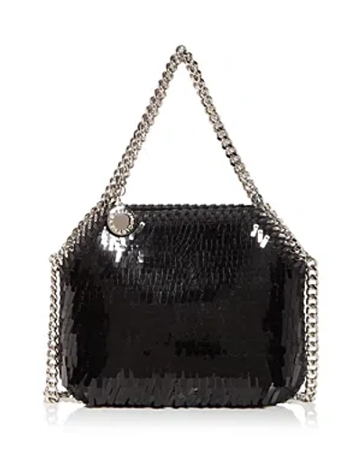 Shop Stella Mccartney Mini Falabella Sequin Shoulder Bag In Black