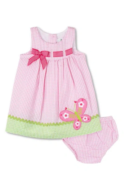 Shop Rare Editions Kids' Seersucker Check Dress & Bloomers In Pink