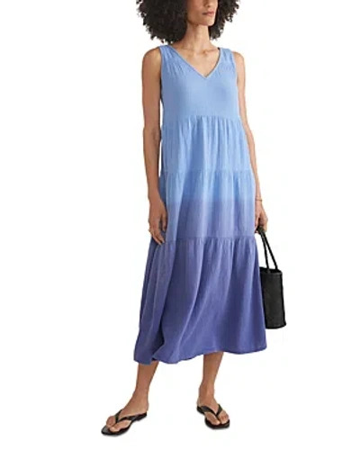 Shop Marine Layer Double Cloth Dress In Sapphire Dip Dye