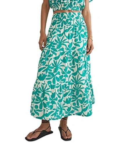 Shop Marine Layer Tiered Maxi Skirt In Spruce Flora