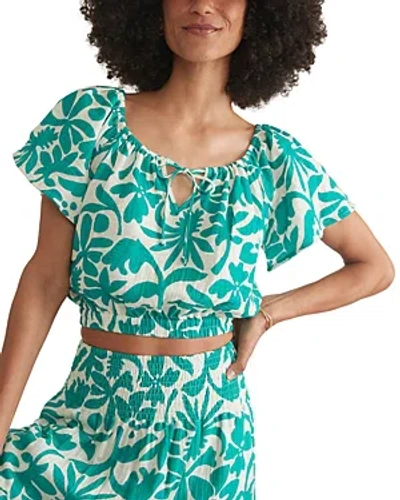 Shop Marine Layer Tiana Cropped Top In Spruce Flora