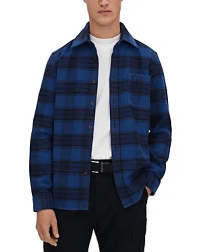 Shop Reiss Dortch Brushed Check Shirt In Bright Blue