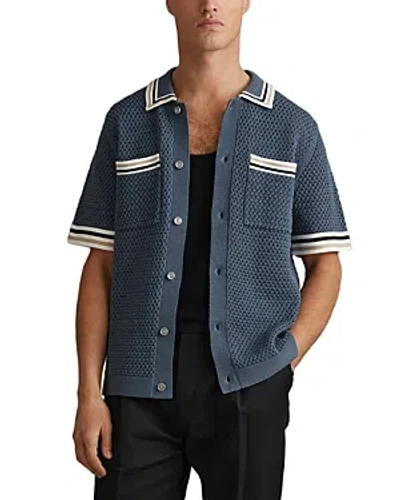 Shop Reiss Coulson Crochet Tipped Shirt In Airforce Blue