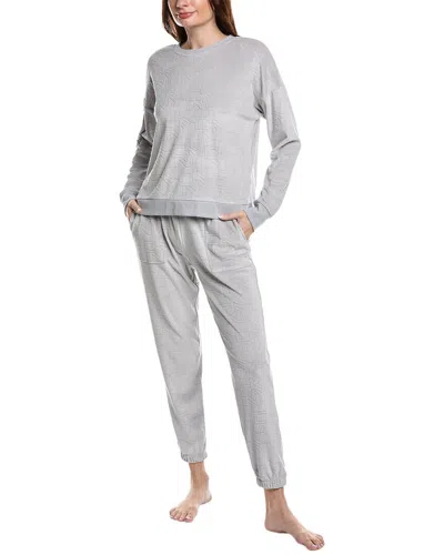 Shop Dkny 2pc Top & Jogger Lounge Set In Silver