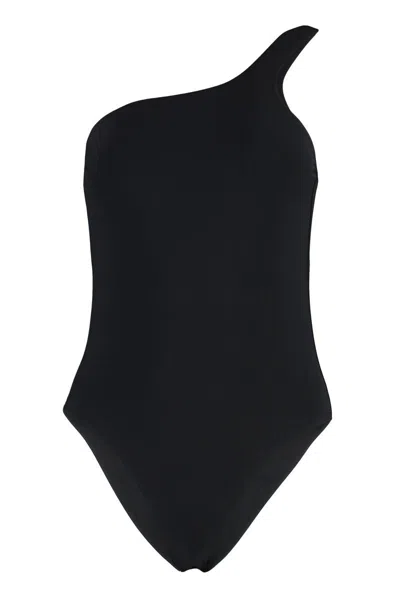 Shop Isabel Marant Sage One-shoulder Swimsuit In Black