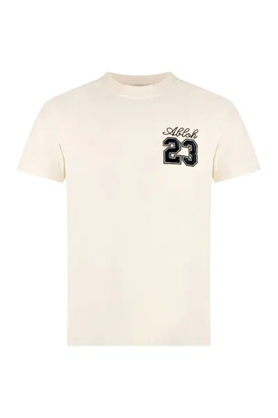 Shop Off-white Cotton Crew-neck T-shirt In Panna