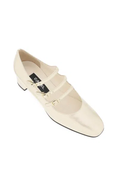 Carel Laminated Leather Kina Mary Jane In Platine (gold)