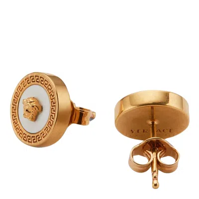 Shop Versace Medusa Logo Earrings In Golden