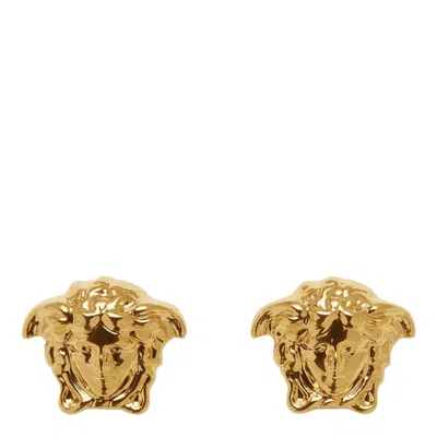 Shop Versace Medusa Logo Earrings In Golden