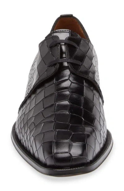 Mezlan Croc Embossed Derby In Black