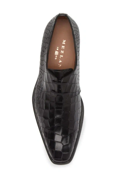 Mezlan Croc Embossed Derby In Black