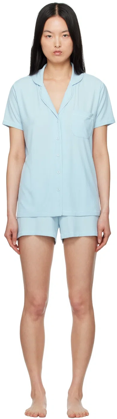Shop Skims Blue Soft Lounge Short Pyjama Set In Celeste