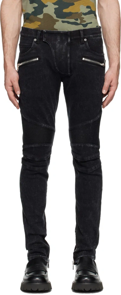 Shop Balmain Black Slim-fit Jeans In 0pc Noir Dã‰lavã‰