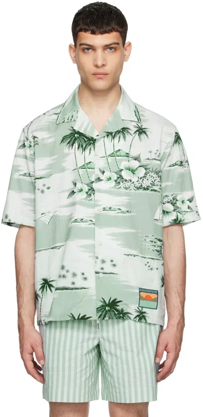Shop Maison Kitsuné Green Resort Shirt In O417 Seafoam Design