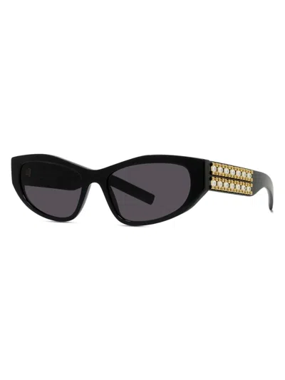 Shop Givenchy Women's D107 56mm Cat-eye Sunglasses In Black Dark Grey