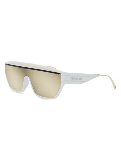Shop Dior Women's Club M7u Mask Sunglasses In White Gold Mirror