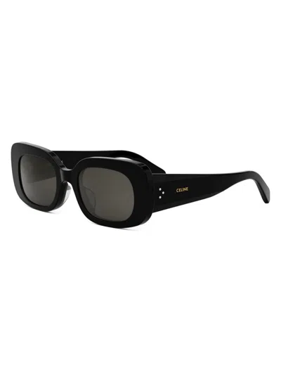 Shop Celine Women's Bold 3 Dots 51mm Rectangular Sunglasses In Black Smoke