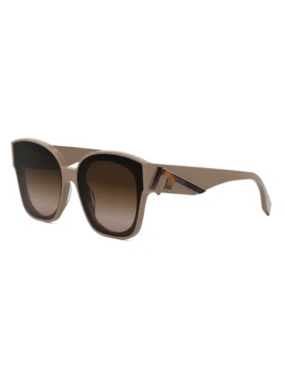 Shop Fendi Women's  First 63mm Square Sunglasses In Taupe Black Brown Gradient
