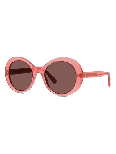 Shop Stella Mccartney Women's Falabella Pins 54mm Round Sunglasses In Transparent Coral Bordeaux