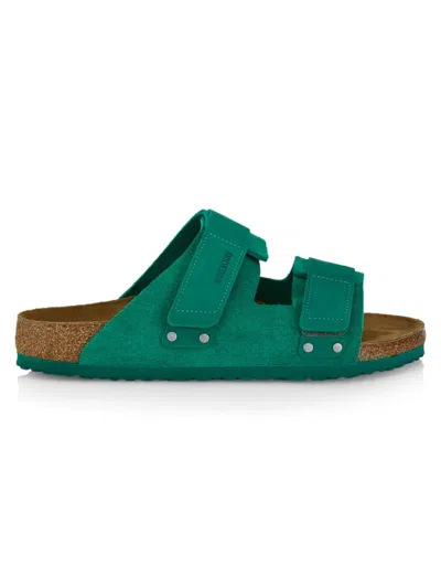 Shop Birkenstock Men's Uji Suede & Leather Sandals In Digital Green