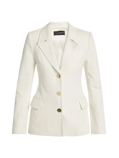 Shop Sergio Hudson Women's Notch Lapel Cotton Jacket In White