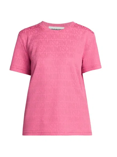 Shop Moschino Women's Logo Crewneck T-shirt In Pink