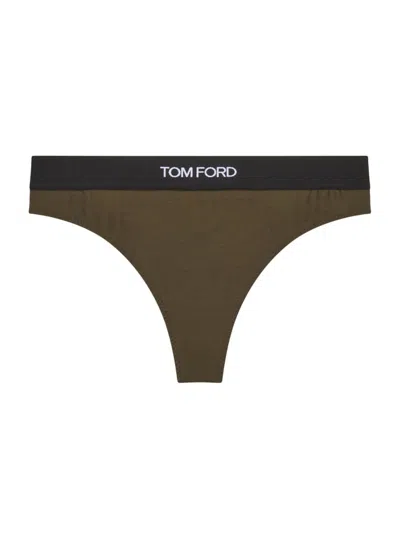 Shop Tom Ford Women's Signature Logo Thong In Sage