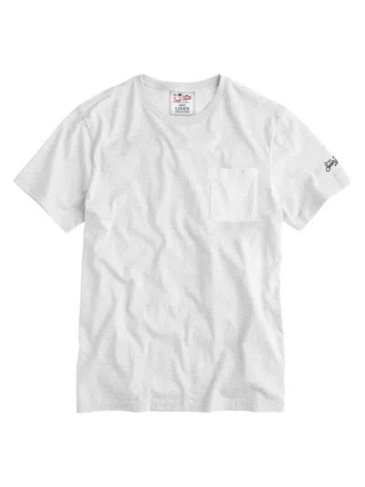 Shop Mc2 Saint Barth Men's Ecstasea Linen Short-sleeve T-shirt In Off White