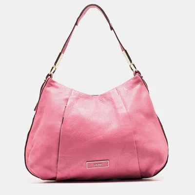 Shop Dkny Leather Pleated Hobo In Pink