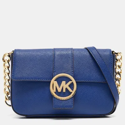 Shop Michael Kors Leather Fulton Crossbody Bag In Blue