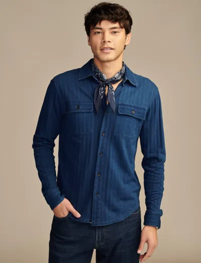 Shop Lucky Brand Men's Jacquard Indigo Shirt In Blue