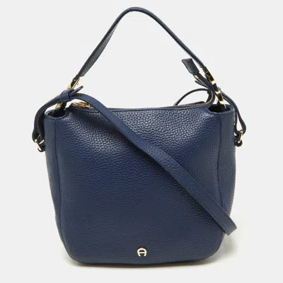 Shop Aigner Leather Crossbody Bag In Blue