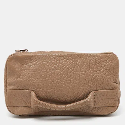 Shop Alexander Wang Leather Zipped Pouch In Beige