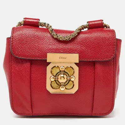 Shop Chloé Leather Mini Elsie Crossbody Bag In Red