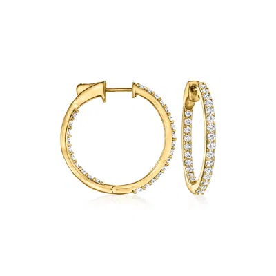Ross-simons Diamond Inside-outside Hoop Earrings In 18kt Gold Over Sterling In White