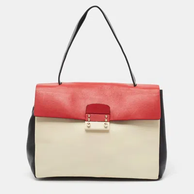 Shop Valentino Tricolor Leather Medium Mime Top Handle Bag In Multi