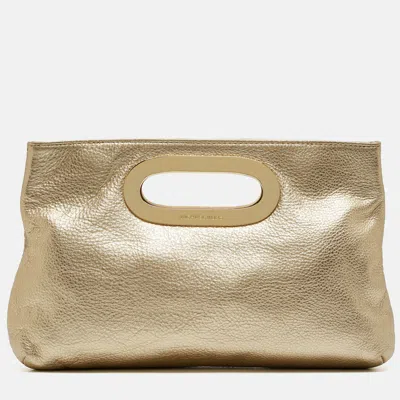 Shop Michael Michael Kors Leather Berkley Clutch In Gold