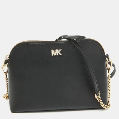 Shop Michael Kors Leather Dome Crossbody Bag In Black