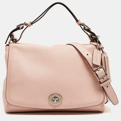 Shop Coach Blush Leather Legacy Romy Top Handle Bag In Pink